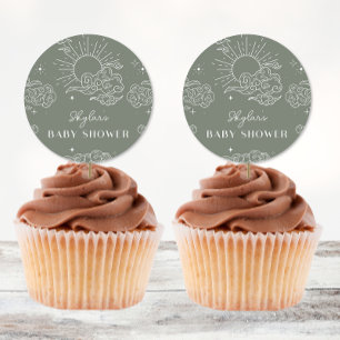 天空タロットセージ赤ちゃんシャワーステッカー ラウンドシール