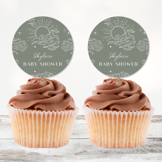 天空タロットセージ赤ちゃんシャワーステッカー ラウンドシール