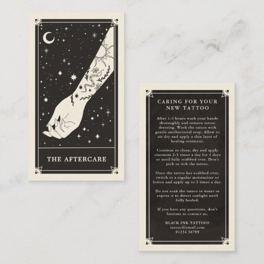 天空タロットブラックタトゥーアフターケアカード 名刺 (正面/裏面)