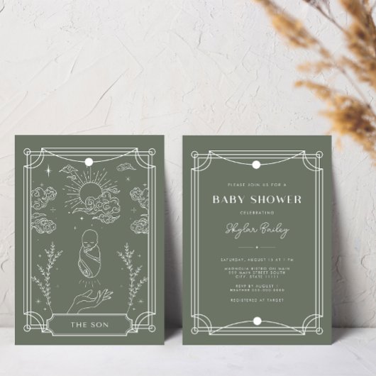 天空タロットボーイベビーシャワー招待状 招待状