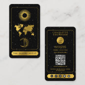 天空タロットロゴ旅行代理店ブラック金ゴールド 名刺 (正面/裏面)