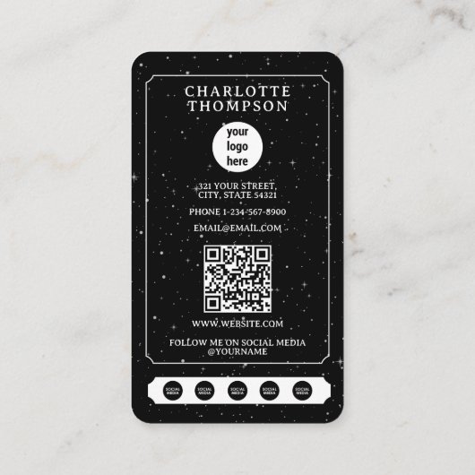 天空タロットロゴ美容師白黒かわいい 名刺 (裏面)