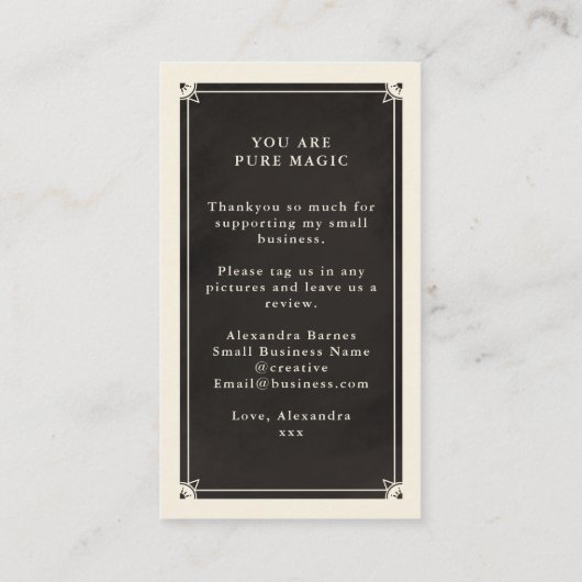 天空タロット感謝してい小さな名刺 名刺 (裏面)