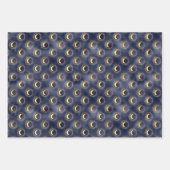 天空ダークネイビーと金ゴールドラッピング紙 ラッピングペーパーシート (正面)