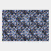 天空ダークネイビーと金ゴールド ラッピングペーパーシート (正面3)