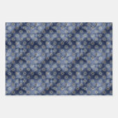 天空ダークネイビーと金ゴールド ラッピングペーパーシート (正面)