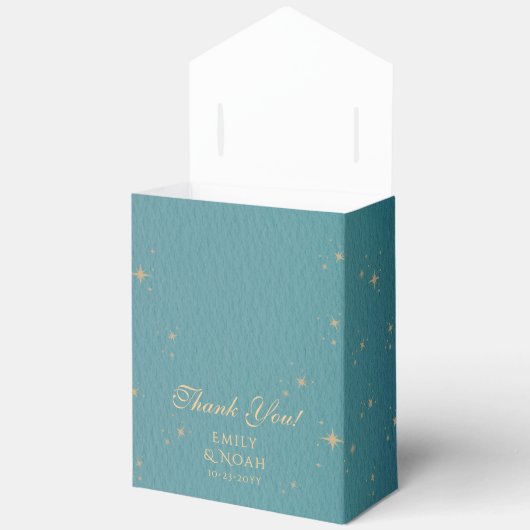天空ティール(緑がかった色)金ゴールドサンムーンスターズ結婚ズ フェイバーボックス (見開き)