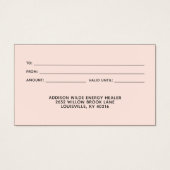 天空バラ金ゴールド三日月スターギフトカード (裏面)