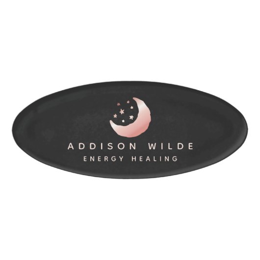 天空バラ金ゴールド三日月スターズビジネス 名札 (正面)