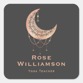 天空バラ金ゴールド三日月ビジネス スクエアシール