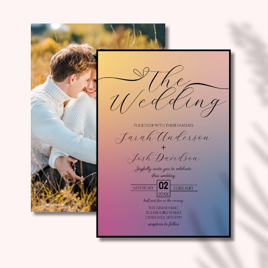 天空パステルグラディエントシックなスクリプトフォト 招待状