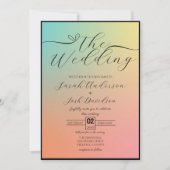 天空パステルレインボグラディエントボホスクリプト 招待状 (正面)