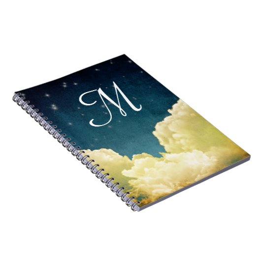 天空ビュースターズモノグラムイニシャルノートブック ノートブック (右側)