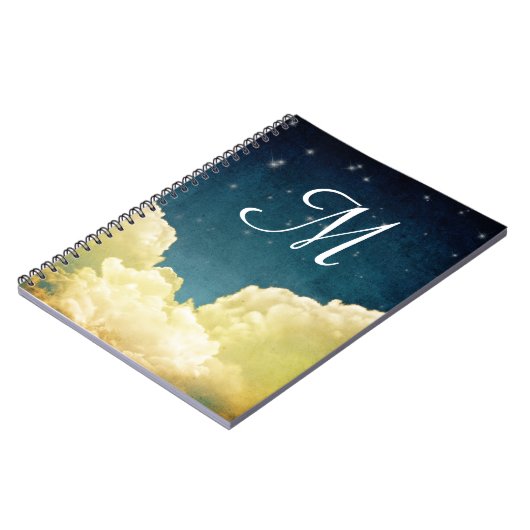 天空ビュースターズモノグラムイニシャルノートブック ノートブック (左側)