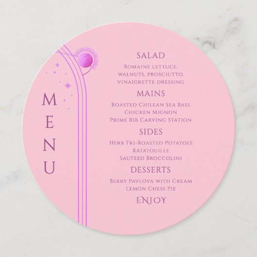 天空ピンク紫の太陽の月の結婚星 メニュー (正面)