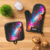 天空ファンタジーブラックホール名前をカスタムする 鍋つかみ&鍋敷きセット (トップダウン)