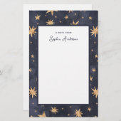 天空フェイク青(金ゴールド星) 便箋 (正面/裏面)