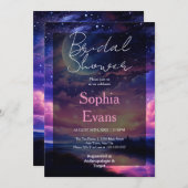 天空フルムーンスターズ雲ブライダルシャワー 招待状 (正面/裏面)