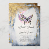 天空フローラムーンバタフライブライダルシャワー 招待状 (正面/裏面)