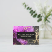 天空ブラックピンク金ゴールドカスタム抽象芸術 名刺 (スタンド正面)