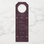 天空ブルゴーニュ結婚金ゴールドボトルハンガーラベル ボトルネックタグ (正面)