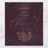 天空ブルゴーニュ金ゴールド結婚ムーンのワインラベル ワインラベル (シングルラベル)