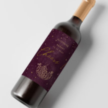 天空ブルゴーニュ金ゴールド結婚ムーンのワインラベル