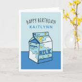 天空ブルーミルクハッピーバースデー カード (黄色い花)