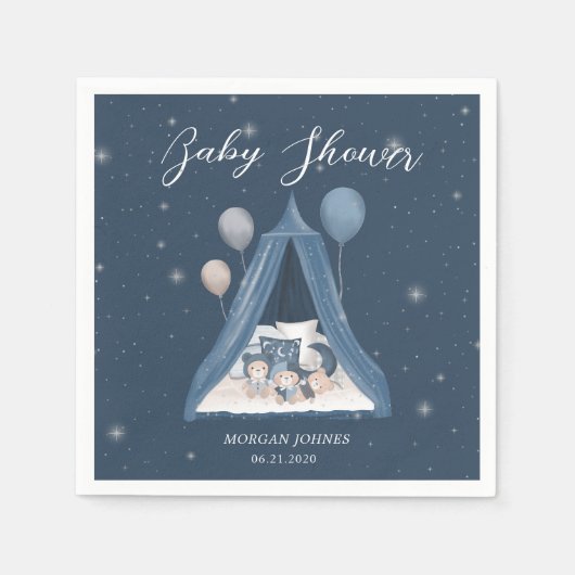 天空ベビークマ赤ちゃんシャワー スタンダードカクテルナプキン (正面)