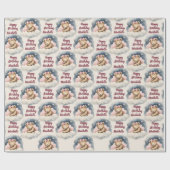 天空ベビーベアパーソナライズされたガールズ誕生日 ラッピングペーパー (フラット)