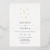 天空ミニマル星月エレガント 箔招待状 (正面)