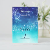 天空ムーンスパークルパーティーテーブル番号カード 招待状 (スタンド正面)