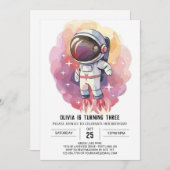 天空モダン探査機誕生日 招待状 (正面/裏面)