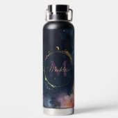 天空モノグラムブルー金ゴールド銀河系スカイプラネタイズ ウォーターボトル (背面)