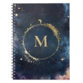 天空モノグラムブルー金ゴールド銀河系スカイプラネタイズ ノートブック (正面)
