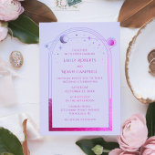 天空ラベンダーピンクサンムーン結婚ズ 招待状
