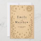 天空ロマンス – 月と太陽デザイン 招待状 (裏面)