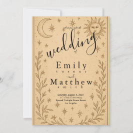 天空ロマンス – 月と太陽デザイン 招待状