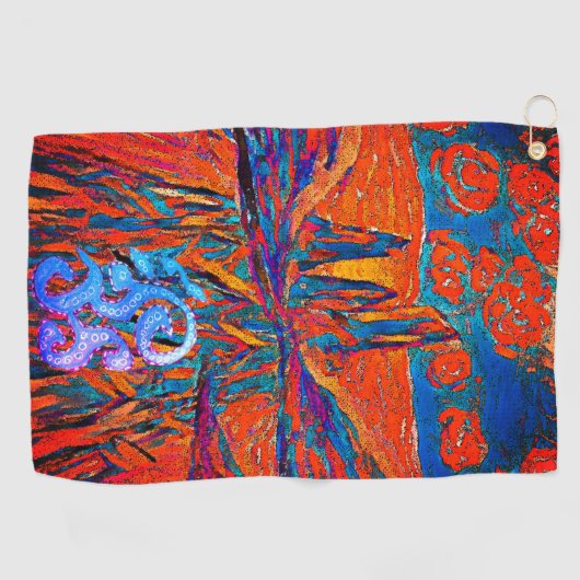 天空印象派のバラの謎の表現 ゴルフタオル (横)