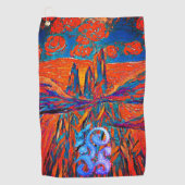 天空印象派のバラの謎の表現 ゴルフタオル (正面)