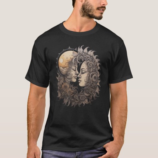 天空宇宙太陽ムーンボホルーナ天文学太陽の学 Tシャツ (正面)