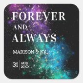 天空宇宙星空金ゴールドスター結婚ズ スクエアシール (正面)