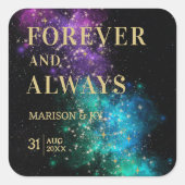 天空宇宙星空金ゴールドスター結婚ズ スクエアシール (正面)