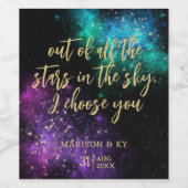 天空宇宙星空金ゴールドスター結婚ズ ワインラベル (シングルラベル)