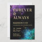 天空宇宙星空金ゴールドスター結婚ズ 招待状 (正面)