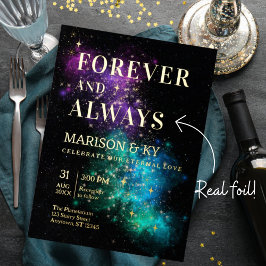 天空宇宙星空金ゴールドスター結婚ズ 箔招待状