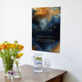 天空抽象芸術ブルーゴールデン結婚ズウェルカム 箔ポスター (レイダウン (キッチン))