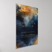 天空抽象芸術ブルーゴールデン結婚ズウェルカム 箔ポスター (レイダウン)