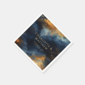 天空抽象芸術ブルーゴールデン結婚ナーズ スタンダードカクテルナプキン (角)