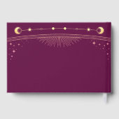 天空明るい赤紫色金ゴールドサンムーンスターズ結婚ズ ゲストブック (裏面)